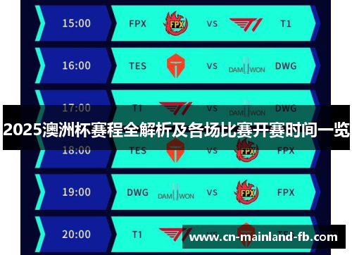 2025澳洲杯赛程全解析及各场比赛开赛时间一览 2025澳洲杯赛程全解析及各场比赛开赛时间一览