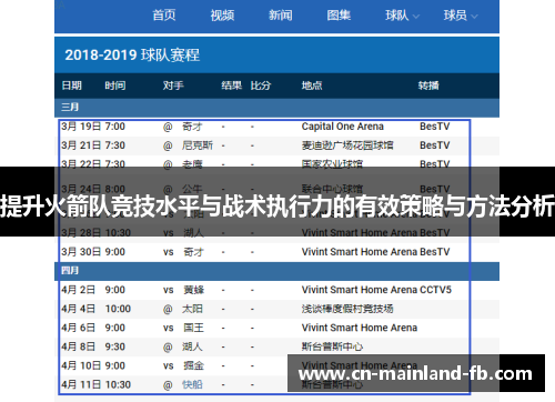 提升火箭队竞技水平与战术执行力的有效策略与方法分析