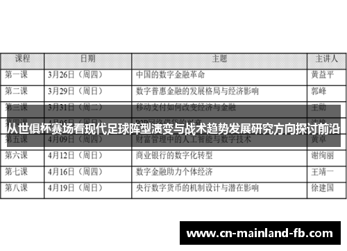 从世俱杯赛场看现代足球阵型演变与战术趋势发展研究方向探讨前沿